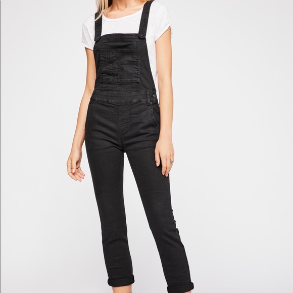 Free People Washed Denim Overalls 